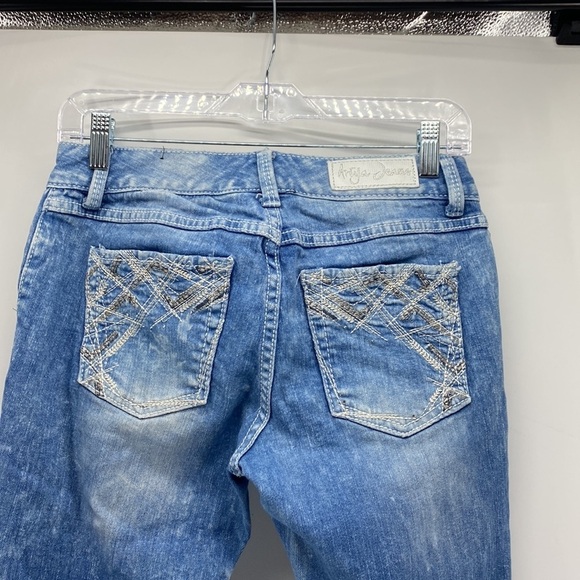 Ariya Vintage Y2K deconstructed Lowrise bleached flare jeans back to school - Picture 10 of 11